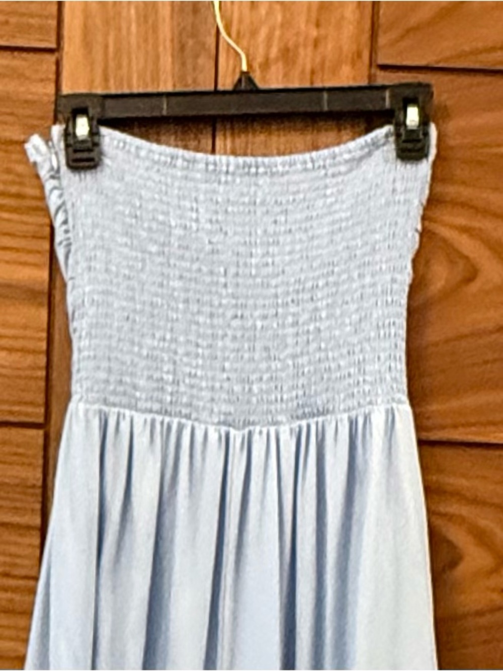 Universal Thread Ruched Smocked Maxi A-Line Linen Blue Dress - Sz S - Picture 6 of 7